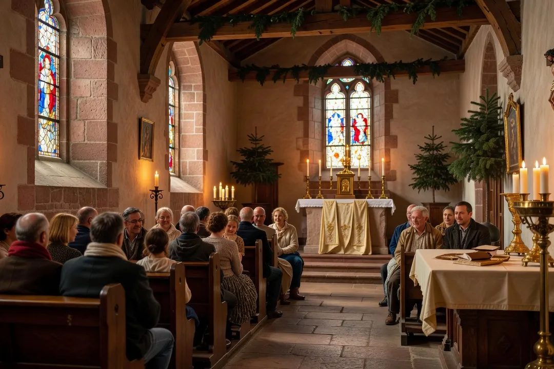 Fête patronale et procession dans une paroisse rurale d'Alsace