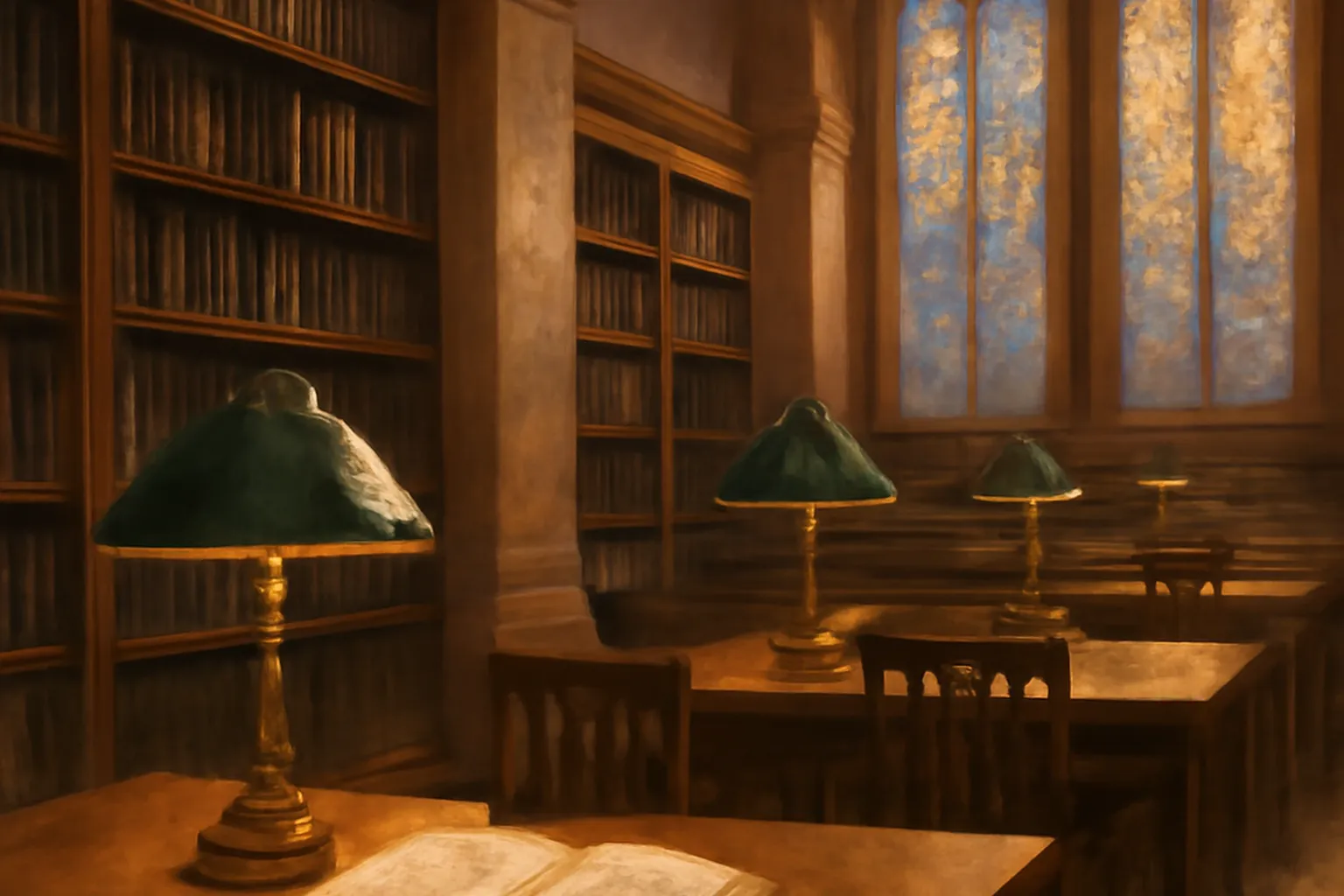 Salle de lecture de bibliothèque théologique