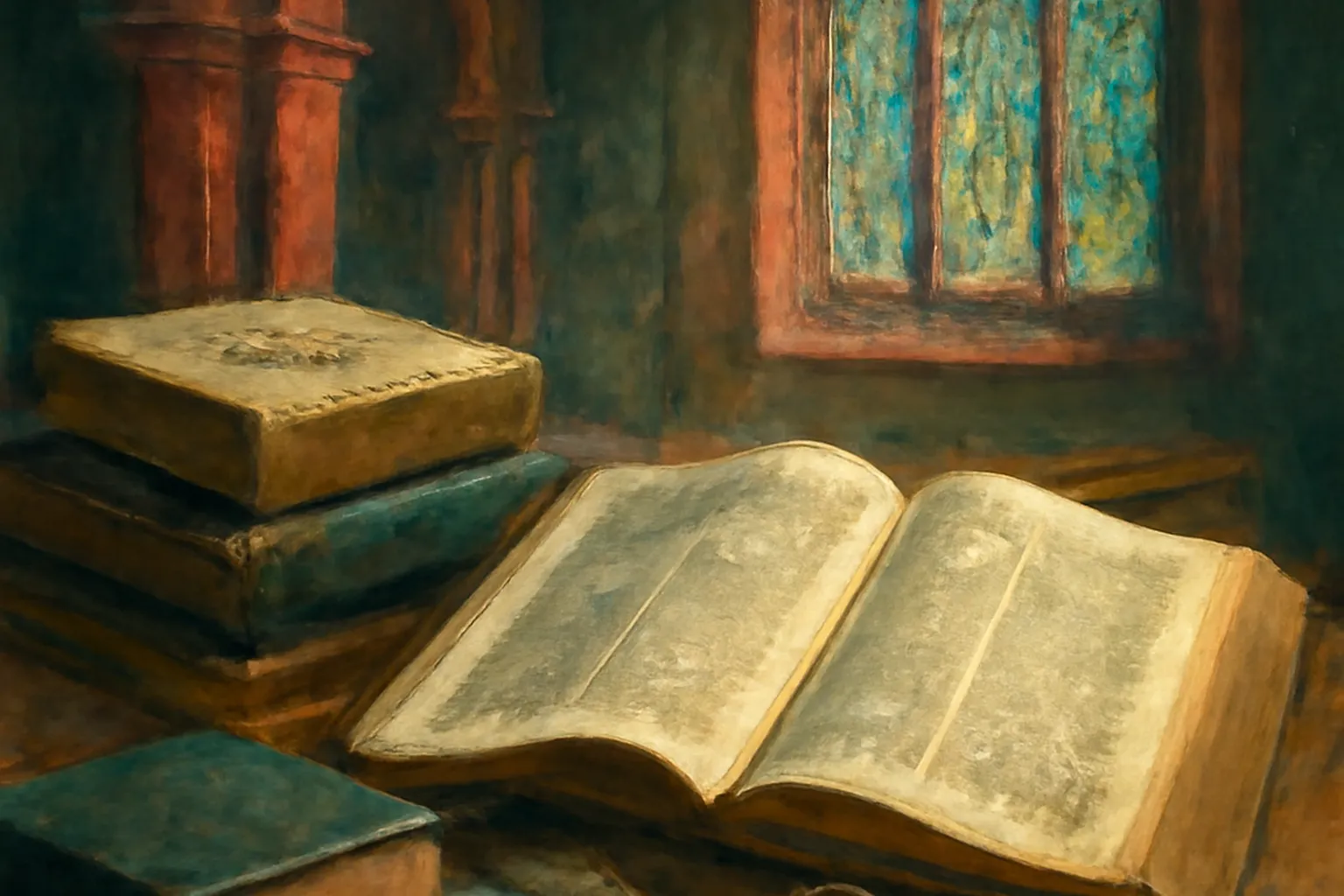 Bible bilingue ouverte et revues théologiques
