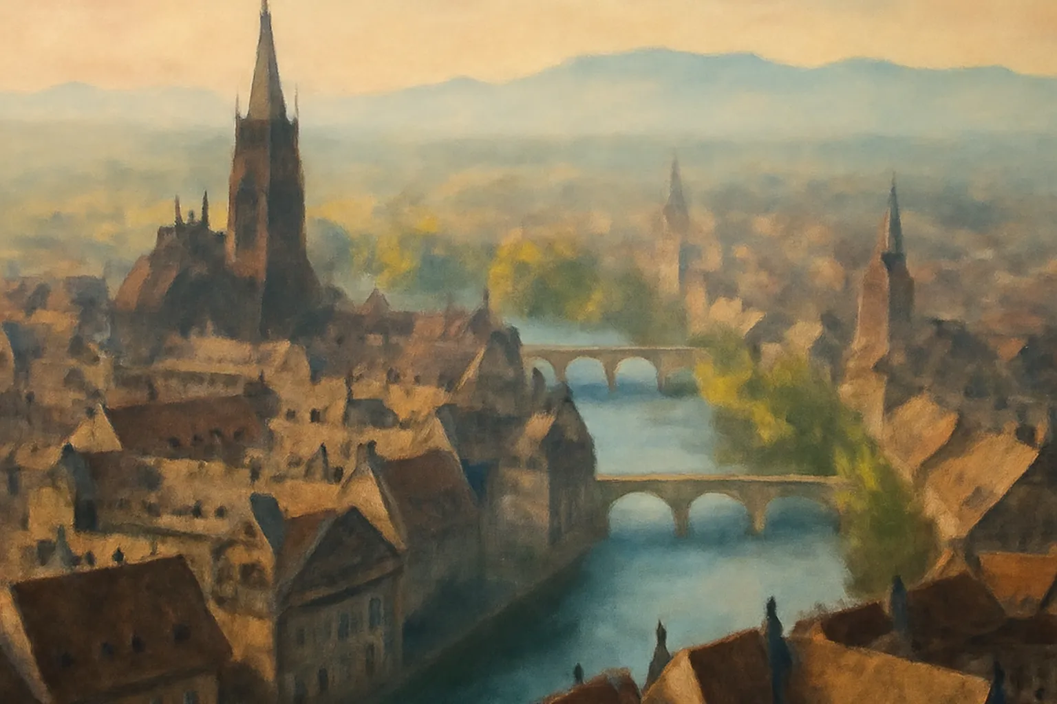 Vue depuis la plateforme de la cathédrale à 66 mètres d'altitude