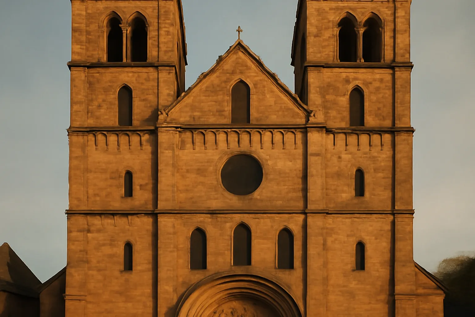 Façade romane de l'abbatiale Saint-Étienne de Marmoutier, tympan central