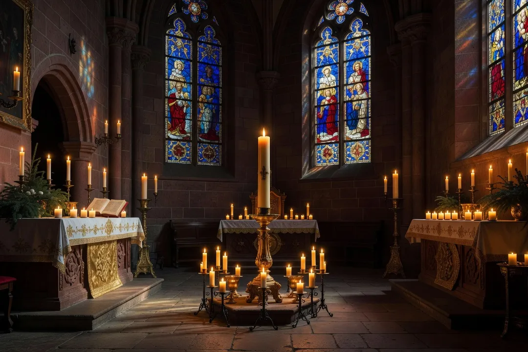 Chemin de croix dans une église alsacienne pendant le Carême
