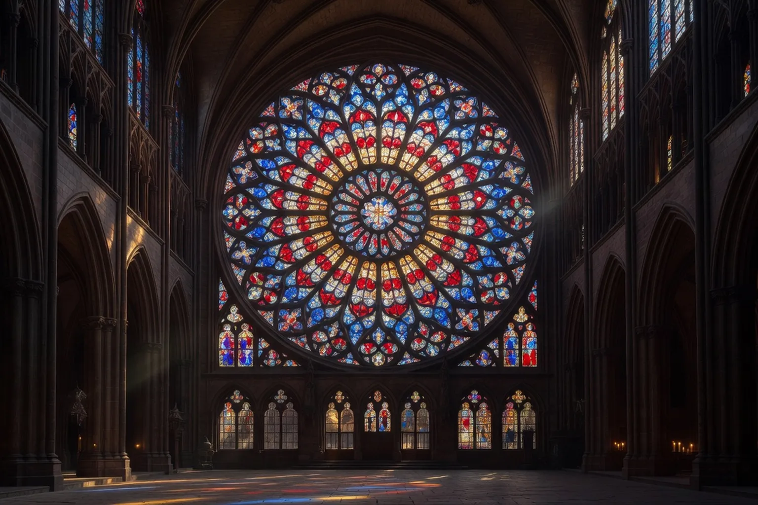 Rose occidentale de la cathédrale Notre-Dame de Strasbourg, vue intérieure