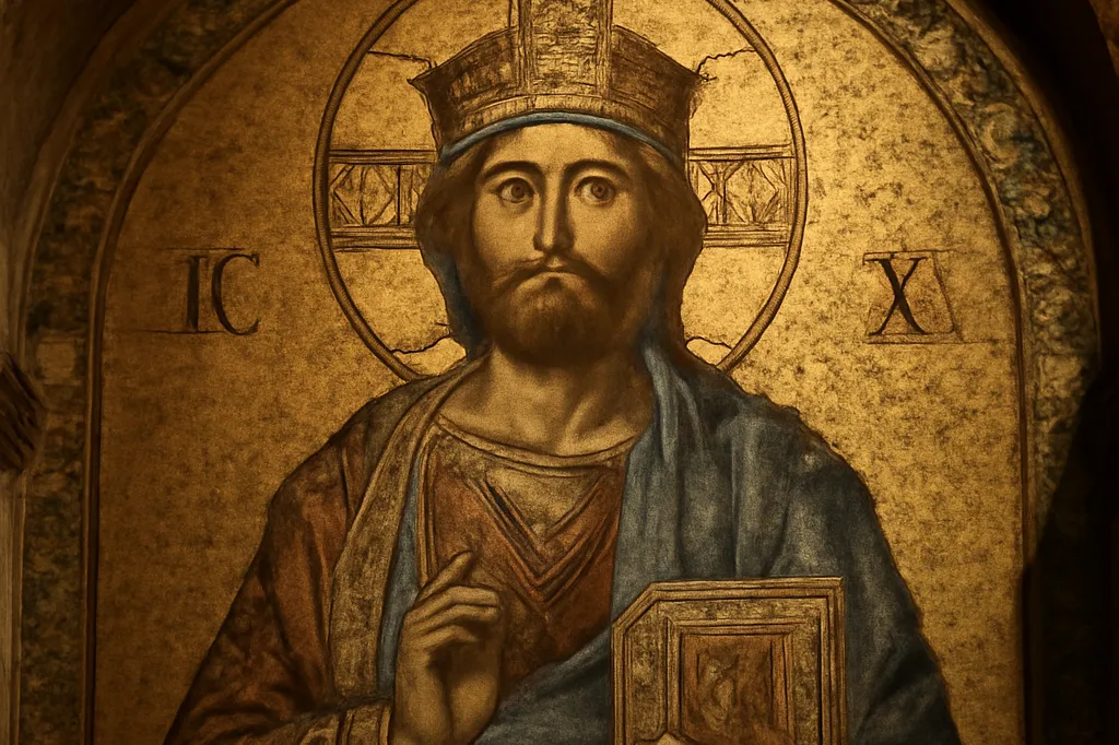 Christ Pantocrator dans une église, représentation du Christ Roi de l’Univers