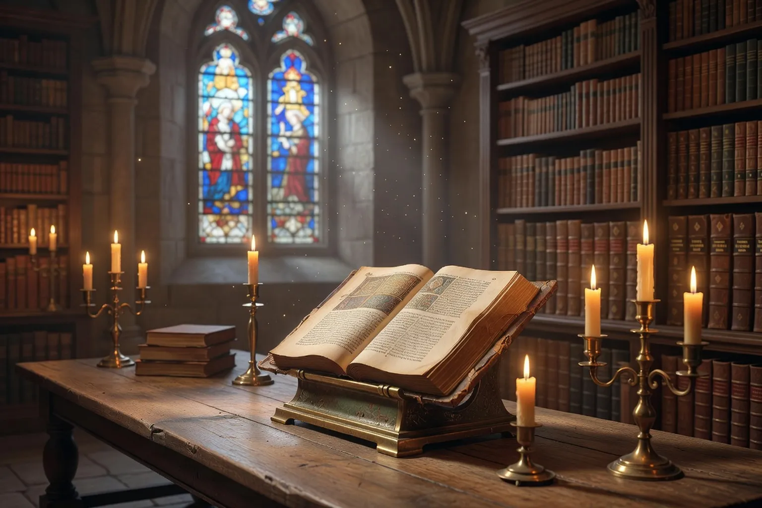 Bibliothèque monastique alsacienne, manuscrits ouverts