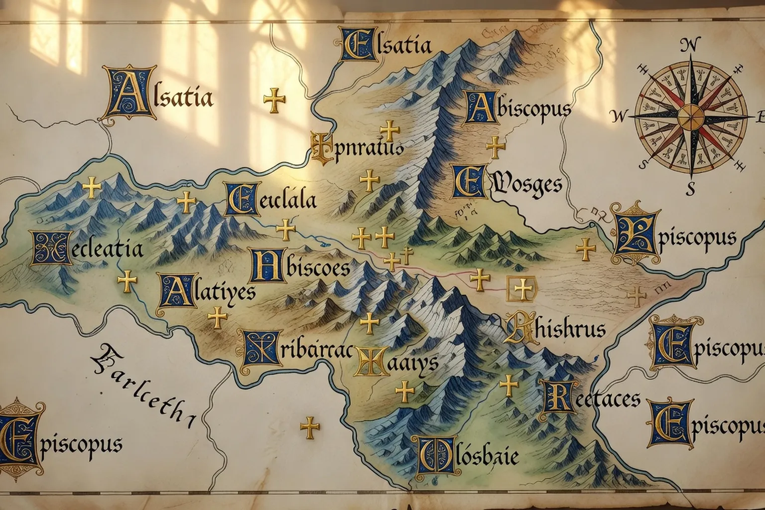 Carte ancienne d'Alsace, vue d'ensemble
