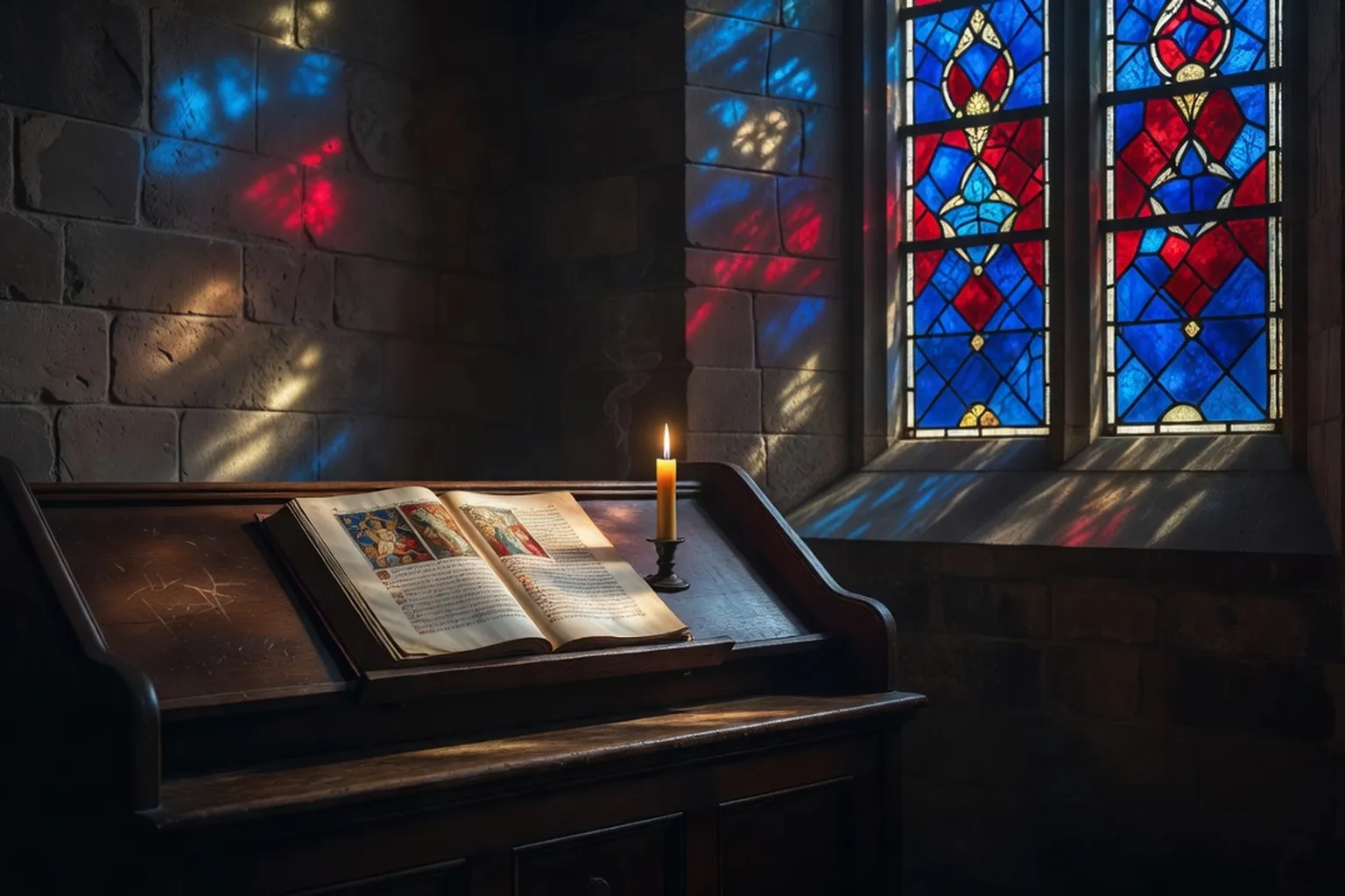 Bible ouverte sur table de bois, vie spirituelle et lectio divina